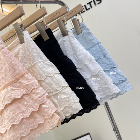 Cotton Embroidered Layered Mini Skirts